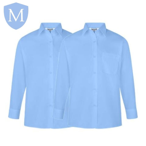 Plain Girls Full/Short Sleeved Blouse - White/Blue (Twin-Pack) (POA) Mansuri