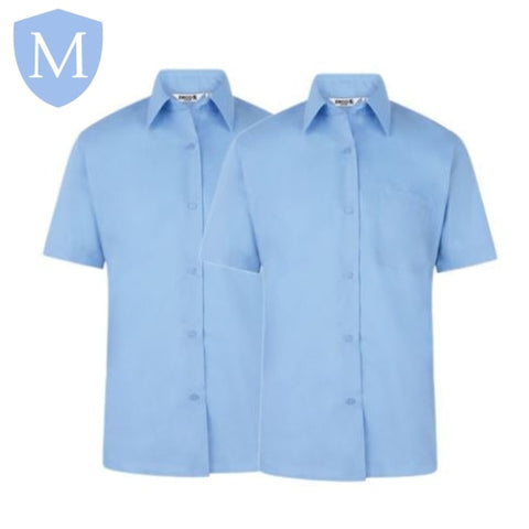 Plain Girls Full/Short Sleeved Blouse - White/Blue (Twin-Pack) (POA) Mansuri