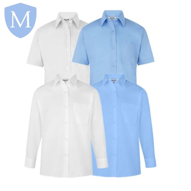 Plain Girls Full/Short Sleeved Blouse - White/Blue (Twin-Pack) (POA) Mansuri