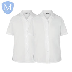 Plain Girls Full/Short Sleeved Open Neck Blouse - White/Blue (Twin-Pack) (POA) Mansuri