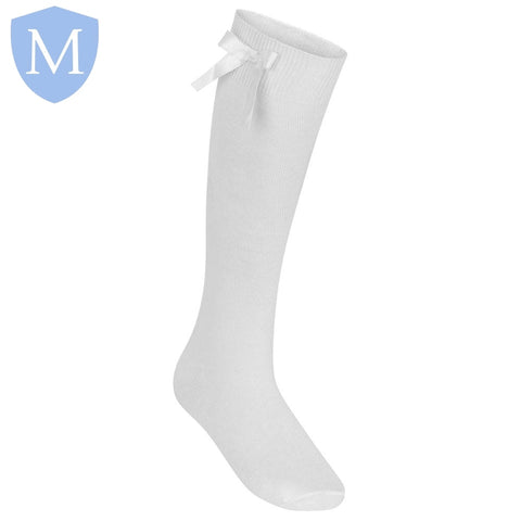 Plain Girls Knee High Socks With Satin Bow (1 Pair) (POA) (Girls Hosiery) Mansuri