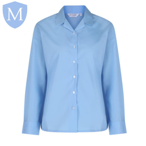 Plain Girls Open Neck Full Sleeved Blouse - Sky Blue