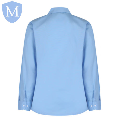 Plain Girls Open Neck Full Sleeved Blouse - Sky Blue