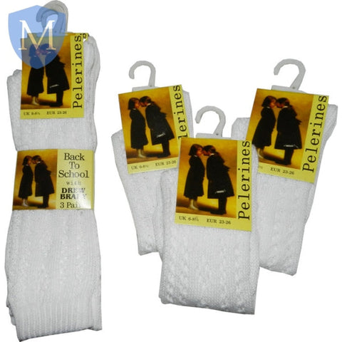 Plain Girls Pelerines Socks - White (1 Pair) (Girls Hosiery) Mansuri