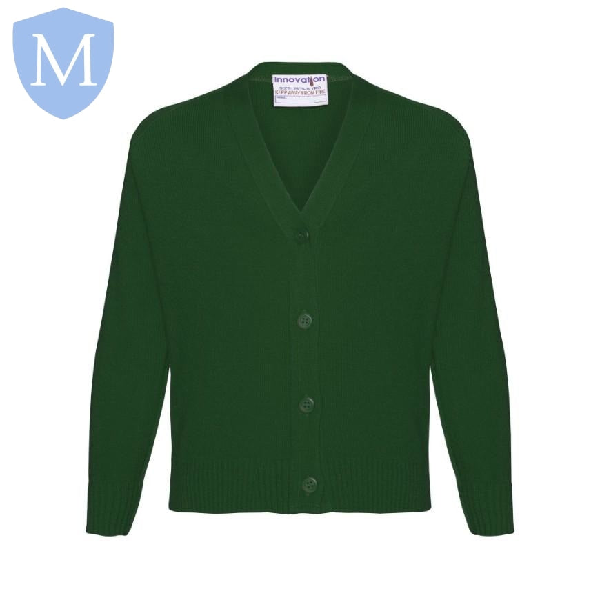 Plain Knitted Buttoned Cardigans - Bottle Green Mansuri