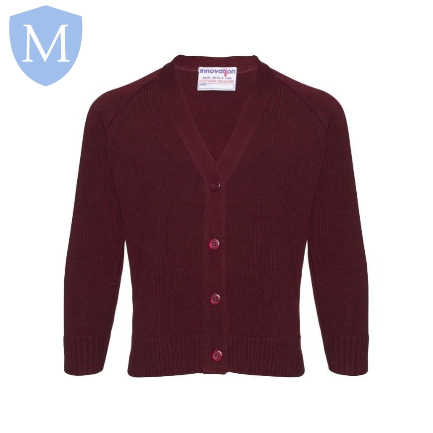 Plain Knitted Buttoned Cardigans - Burgandy Mansuri