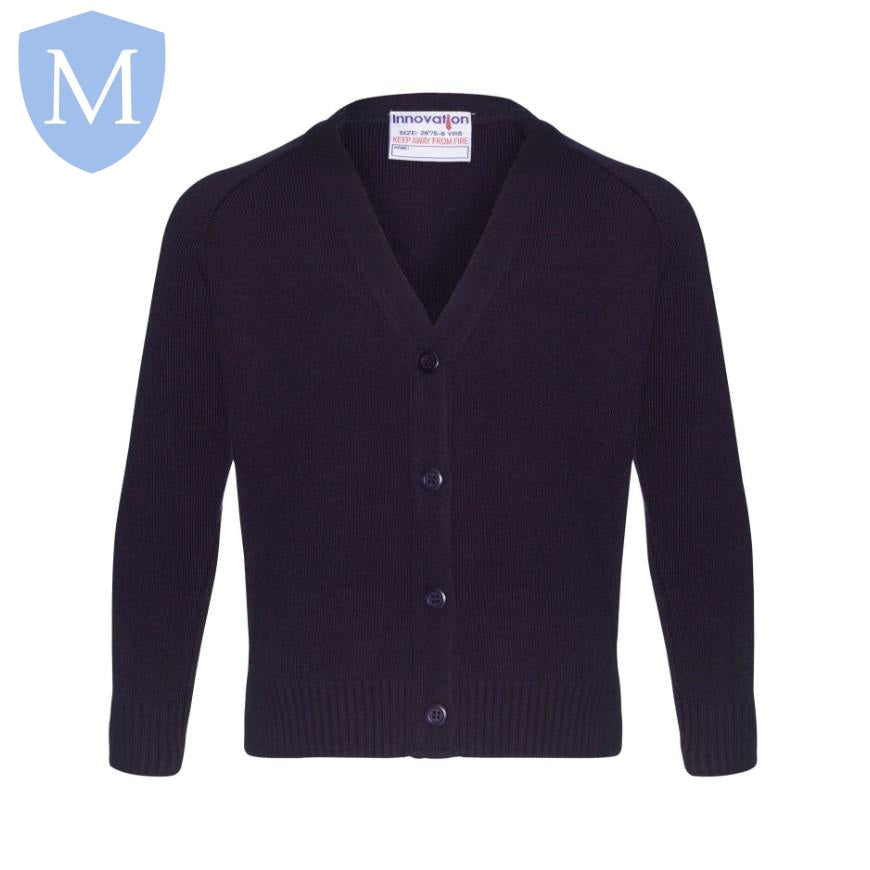 Plain Knitted Buttoned Cardigans - Navy (POA) Mansuri