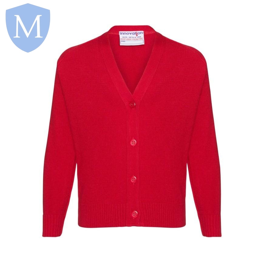 Plain Knitted Buttoned Cardigans - Red Mansuri