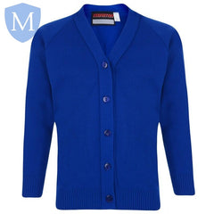 Plain Knitted Buttoned Cardigans - Royal Blue Mansuri