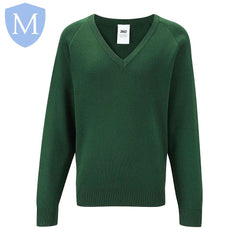 Plain Knitted V-Neck Jumpers - Bottle Green Mansuri