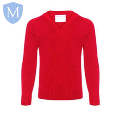 Plain Knitted V-Neck Jumpers - Red Mansuri