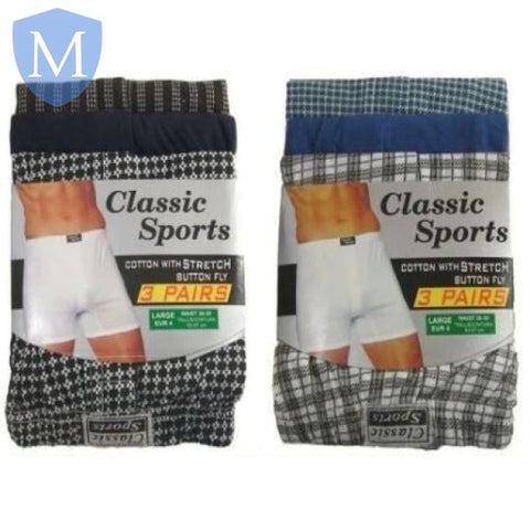 Plain Men's Patterned Jersey Boxers (3 Pack) Mansuri