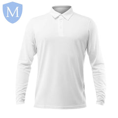 Plain Unisex Long Sleeve Polo Shirt - White (POA) Mansuri