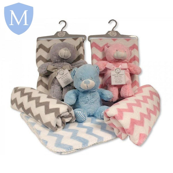 Plush Teddy Toy with Zig-Zag Blanket on Hanger (GP250972) (Baby Blanket) Mansuri