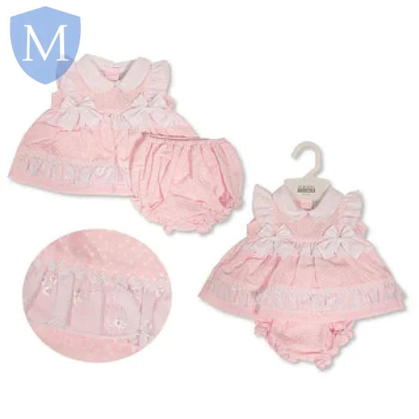 Premature Baby Dress with Bows, Lace and Embroidery (PB20590) (Prem) Mansuri