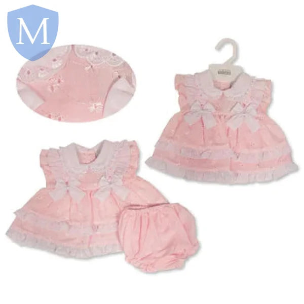 Premature Baby Tiered Dress with Bows, Lace and Embroidery (PB20592) (Prem) Mansuri