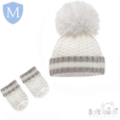 Ribbed Hat & Mitten Set (H468) (Baby Hats) (Baby Mittens) Mansuri