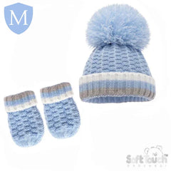 Ribbed Hat & Mitten Set (H468) (Baby Hats) (Baby Mittens) Mansuri