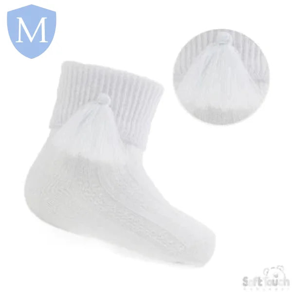 Ribbed Turnover Ankle Socks With Tassel (S125) (Baby Socks) Mansuri