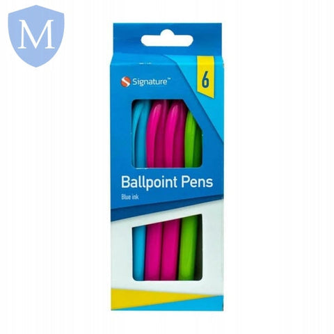 Signature Ballpoint Pens - 6 Pack (Blue) (Stationery Essential) Mansuri