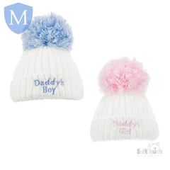 Small Cable Hat With Mummy/Daddy Embroidery (H498) (Baby Hats) Mansuri