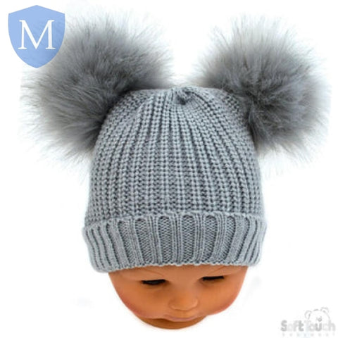 Small Double Ribbed Pom-Pom Hat (H506/1) (Baby Hats) Mansuri