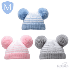 Small Striped Pom-Pom Hat (H620) (Baby Hat) Mansuri