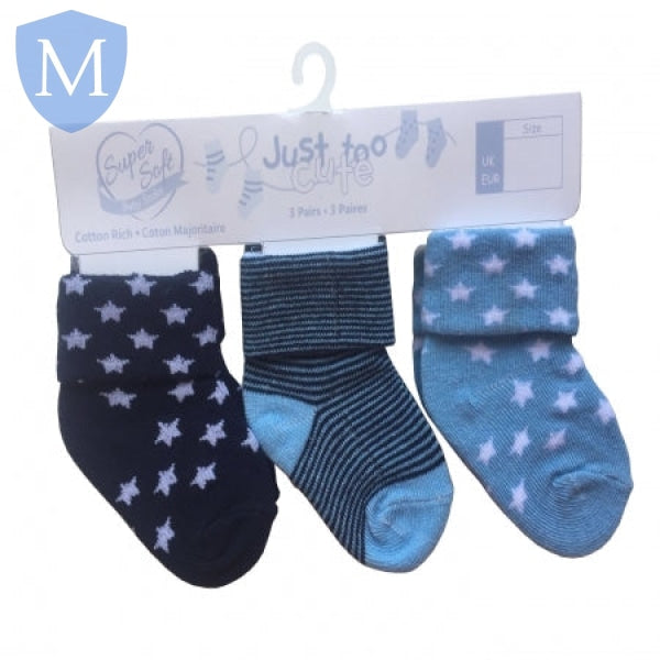 Triple Pack Boys Cotton Rich Socks - Stripes/Stars (24JTC8953) (Baby Socks) Just Too Cute