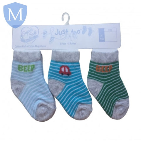 Triple Pack Boys Socks - Beep (24JTC8957) (Baby Socks) Just Too Cute