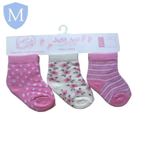 Triple Pack Girls Socks - Floral/Stripes (24JTC8956) (Baby Socks) Just Too Cute