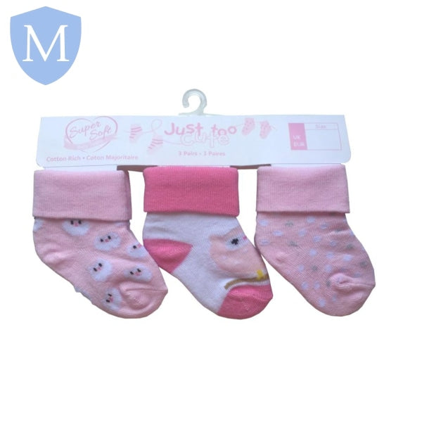 Triple Pack Girls Socks - Pink Owl (24JTC8947) (Baby Socks) Just Too Cute