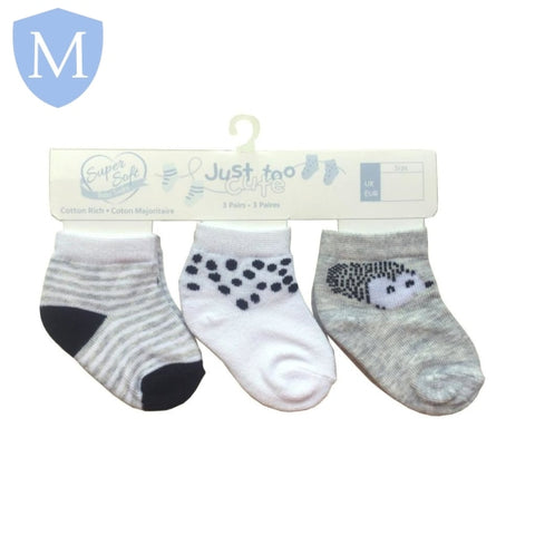 Triple Pack Unisex Socks - Hedgehog (24JTC8964) (Baby Socks) Just Too Cute